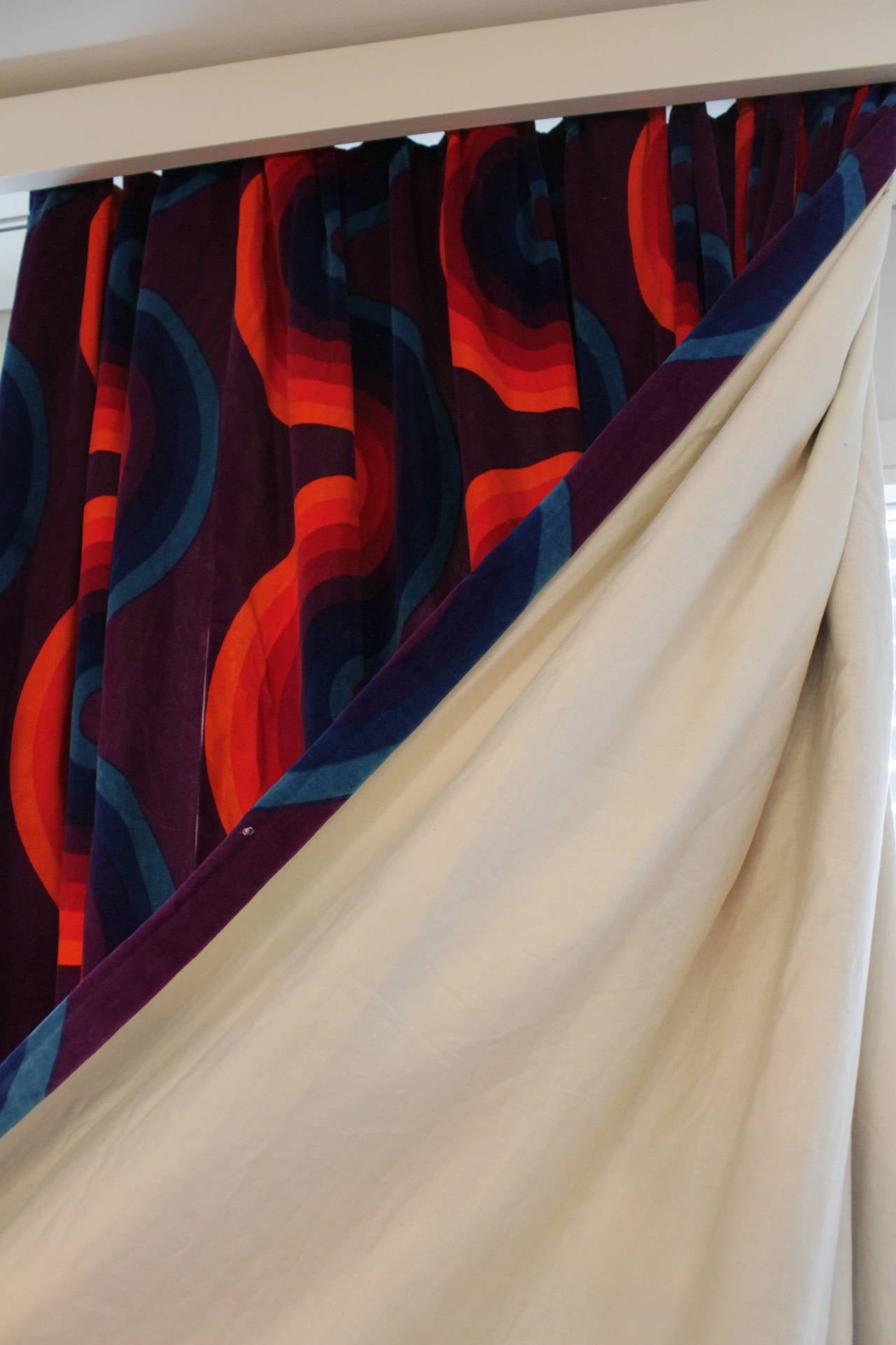 Mid-20th Century Verner Panton Curve Mira X Velvet Curtains