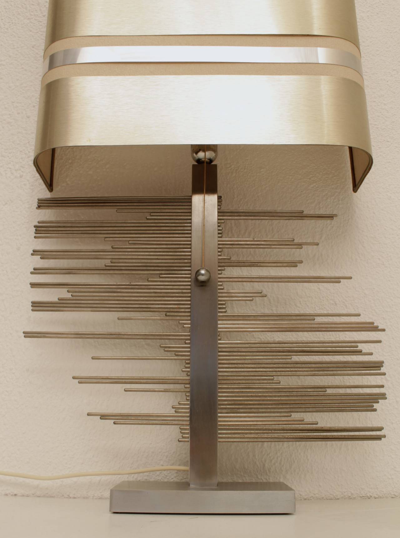 Sculptural Brushed Steel Table Lamp, 1970s 4