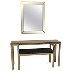 Renato Zevi Console Table with Matching Bench and Mirror 1970s