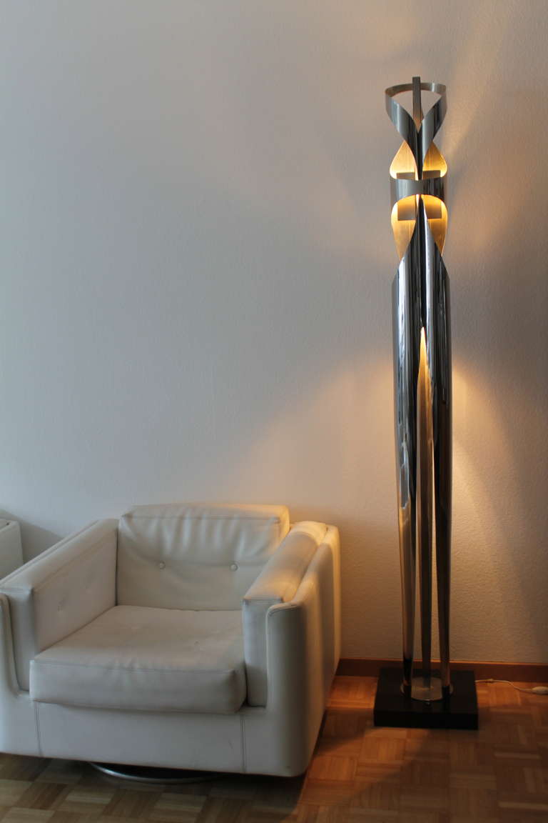 Marble Maison Charles Stainless Steel Floor Lamp, Signed