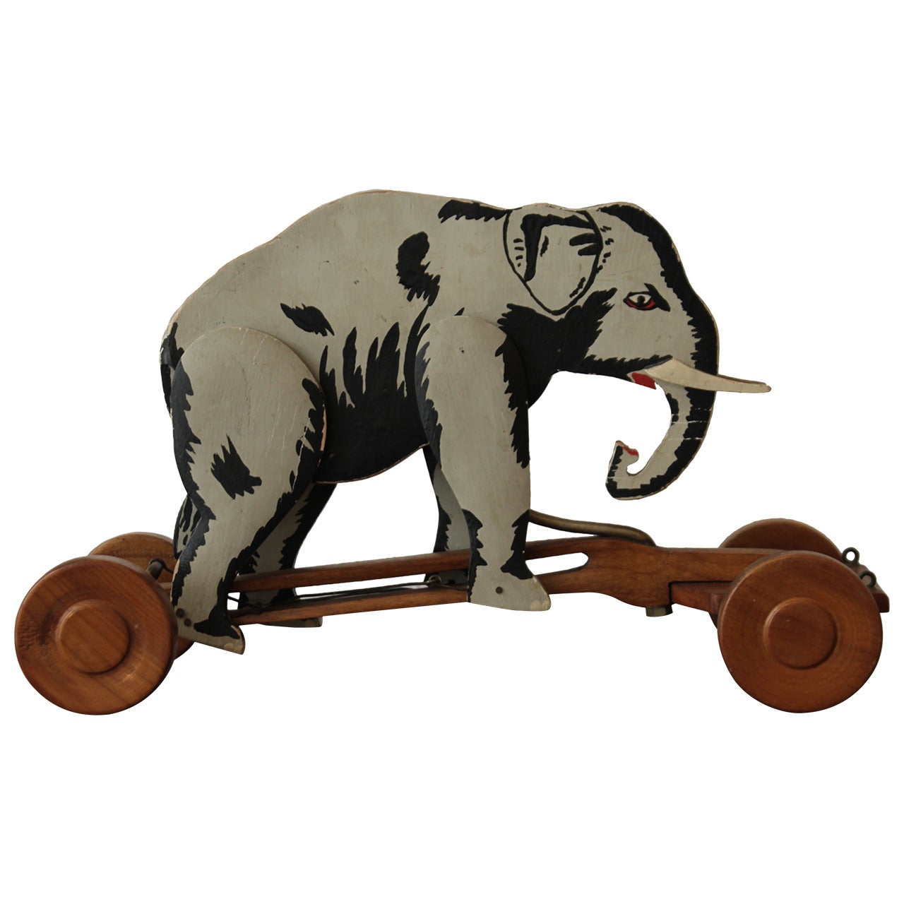 1950s Wooden Pull Toy Elephant