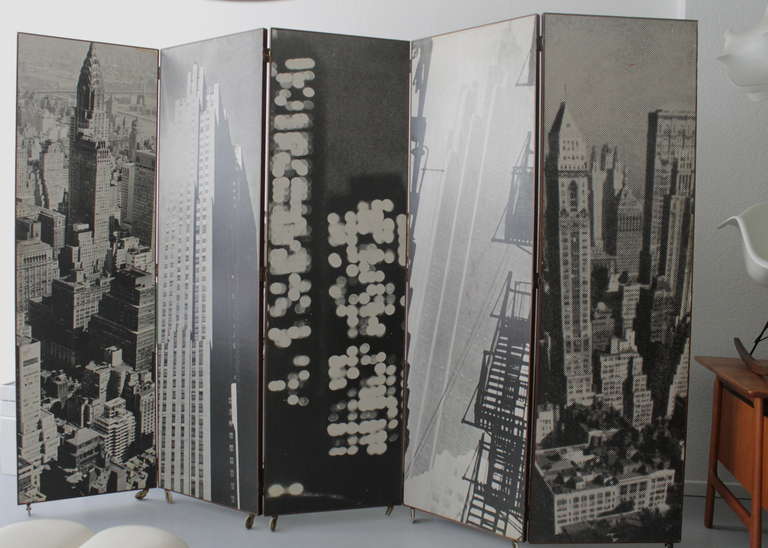 Vintage Manhattan Skyline Folding Screen 1