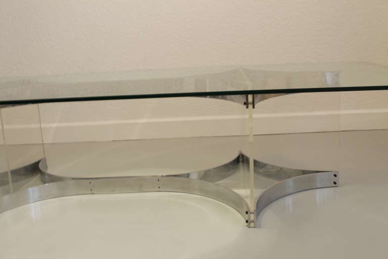 Alessandro Albrizzi Lucite, Glass and Chrome Coffee Table For Sale 3