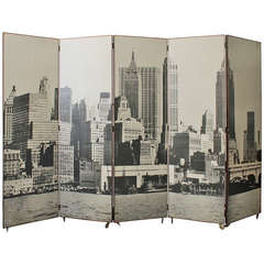 Vintage Manhattan Skyline Folding Screen