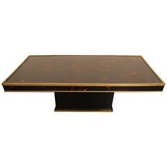 Brass and Faux Tortoise Coffee Table