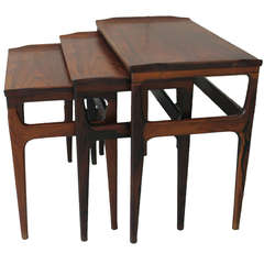 Danish Curved Edges Rosewood Nesting Tables