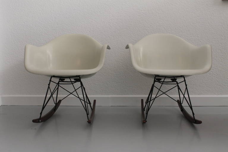 American Eames Rocking Chairs in Cream White Fiberglass
