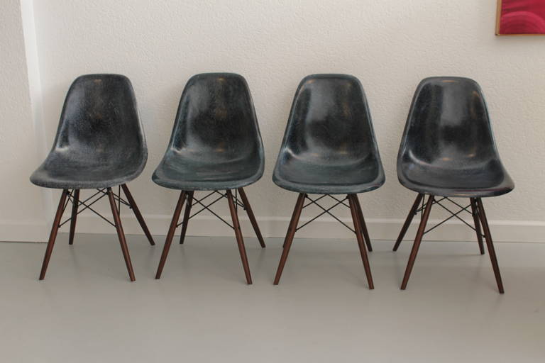 Eames Dowel Navy Blue Side Chairs