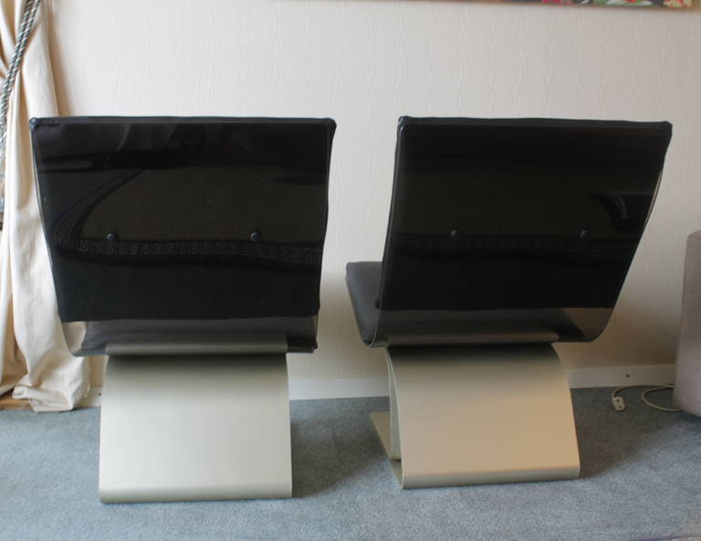 Maison Jansen Glass and Leather Lounge Chair Pair In Excellent Condition In Geneva, CH