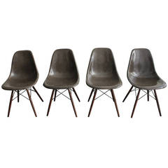 Eames Dowel Chocolate Brown Fiberglass Side Chairs