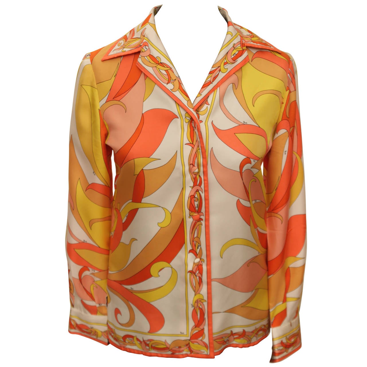 Emilio Pucci Silk Printed Blouse For Sale at 1stdibs