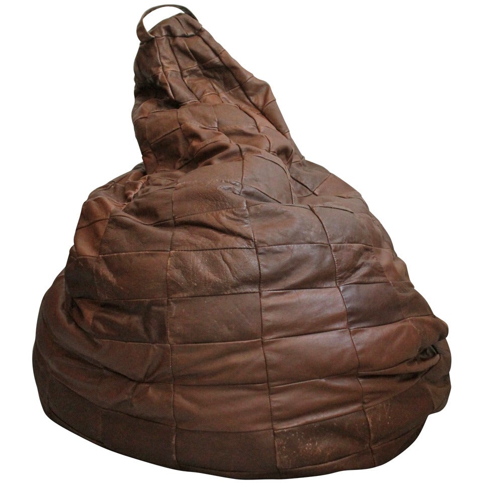 1970s Leather Patched Seating Bean Bag, De Sede Attributed