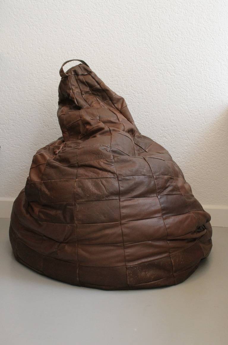 vintage leather bean bag