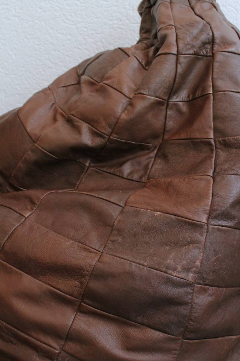 Swiss 1970s Leather Patched Seating Bean Bag, De Sede Attributed