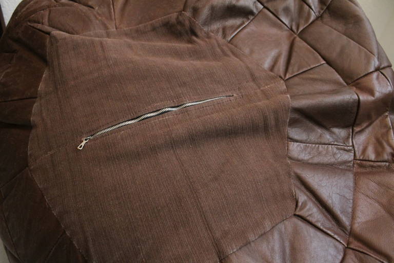 1970s Leather Patched Seating Bean Bag, De Sede Attributed In Good Condition In Geneva, CH