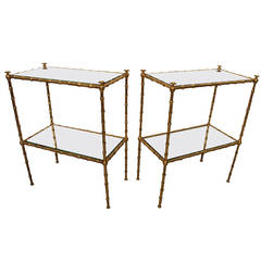 Pair of Faux Bamboo Side Tables Attributed to Maison Baguès