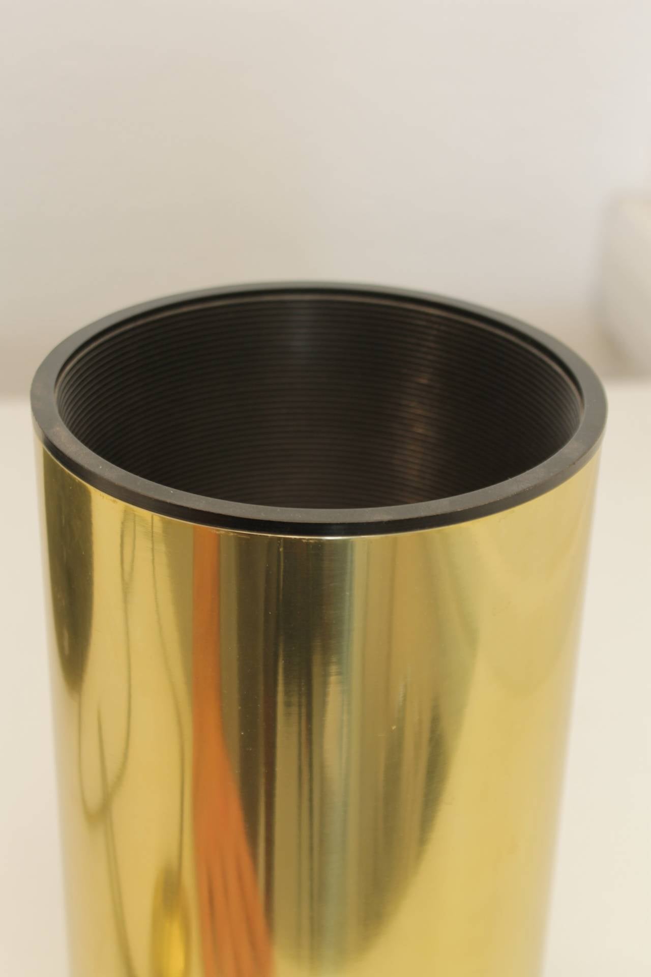 Italian Brass Cylinder Floor Lamp, Italy
