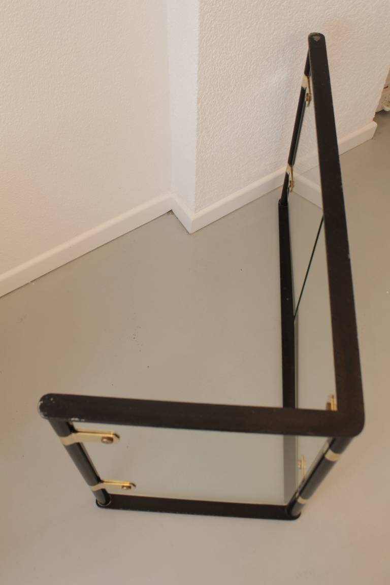 Iron, Brass and Glass Corner Fire Screen For Sale 1