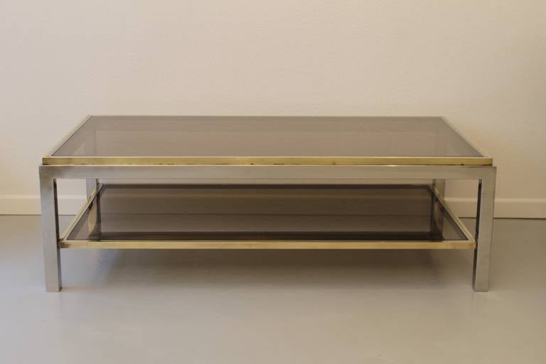 Flaminia coffee table by Willy Rizzo
Brass & chrome
Smoked glass