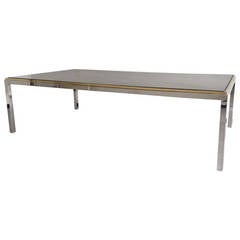 Willy Rizzo "Flaminia" Brass and Chrome Monumental Dining Table