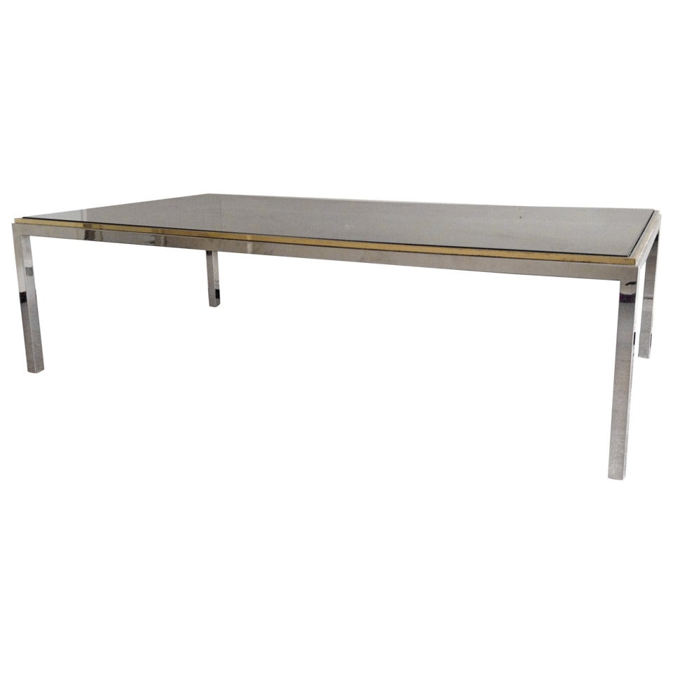 Willy Rizzo "Flaminia" Brass and Chrome Monumental Dining Table