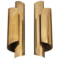 1970's Elegant Brass Wall Lamps