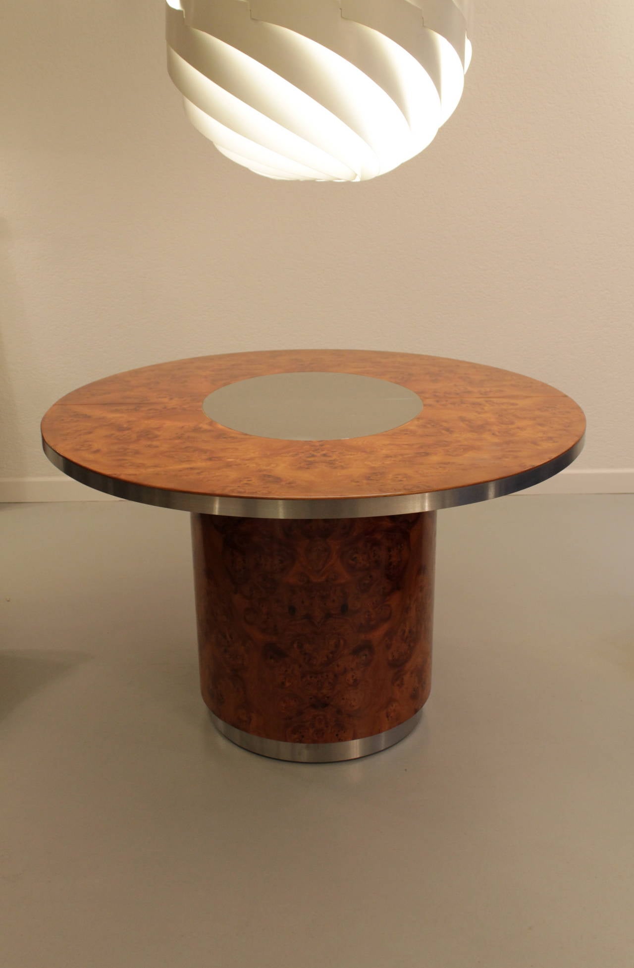 1970's Burl Wood & Steel Oval Dining Table 5