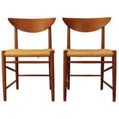 Vintage Peter Hvidt teak & rope pair of chairs