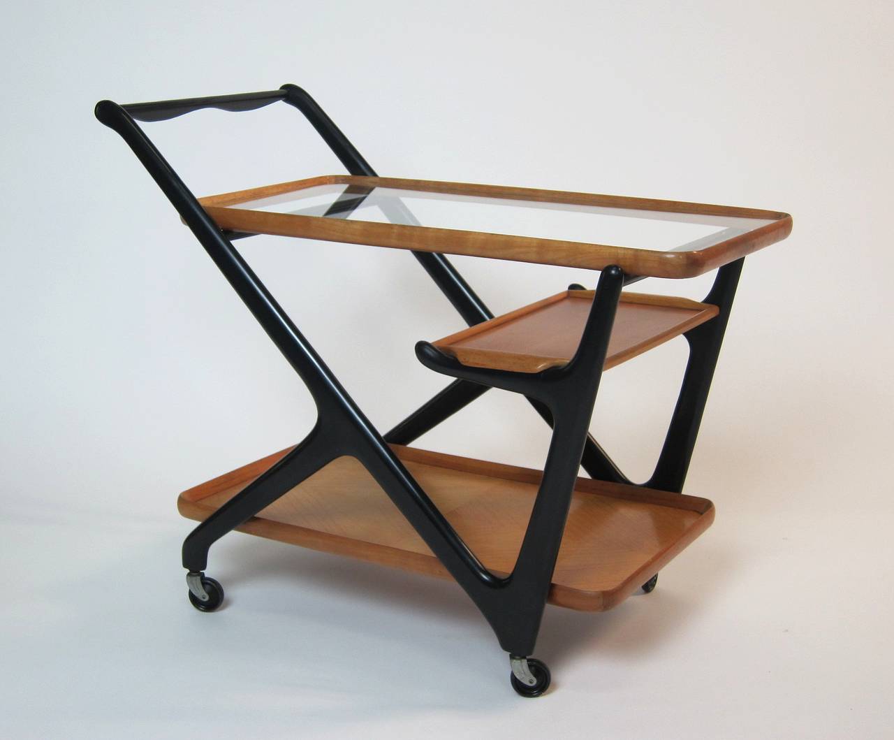 Mid-Century Modern Cesare Lacca Bar Cart with Serving Tray For Sale
