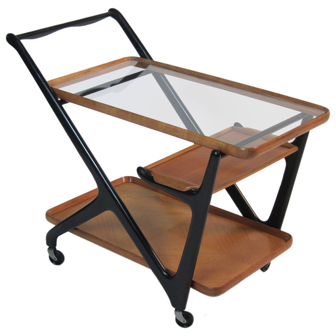 Cesare Lacca Bar Cart with Serving Tray For Sale