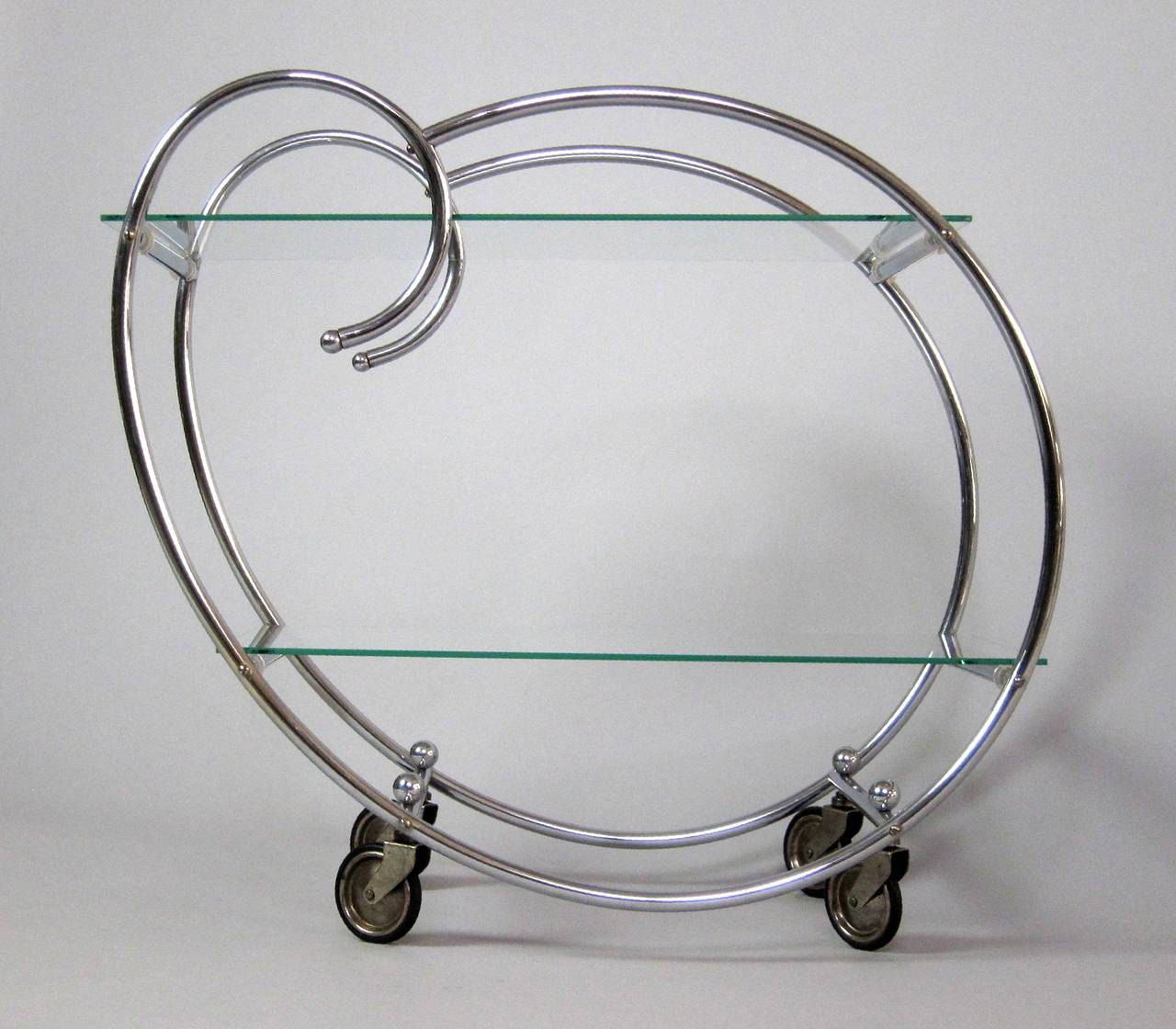 French Streamline Art Deco Serving Cart For Sale