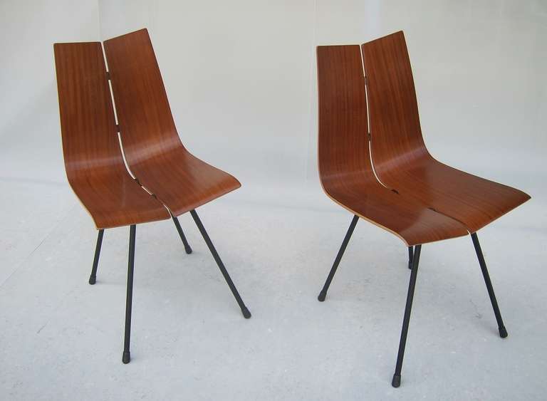 Bellmann's GA chair made in plywood, mahogany veneered, produced in 1950s by Horgen-Glarus Switzerland, beautifully restored.