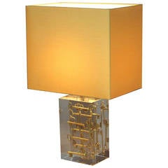 Eye-catching Lucite Base Table Lamp, France, 1980s