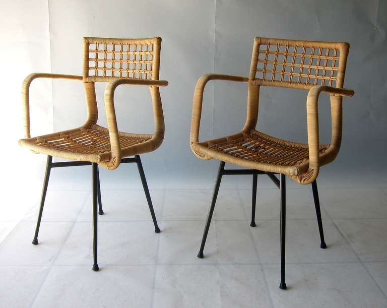 Stunning Gio Ponti Style Loggia Chairs 1950's In Excellent Condition For Sale In Bern, CH
