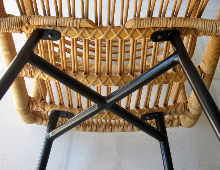 Metal Stunning Gio Ponti Style Loggia Chairs 1950's For Sale