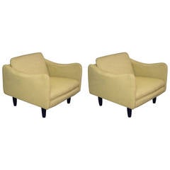 Pair of Michel Mortier Teckel Armchairs, France, 1960s