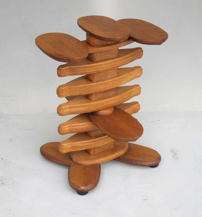 Mid-Century Modern Sculptural Wooden Rib Etagere