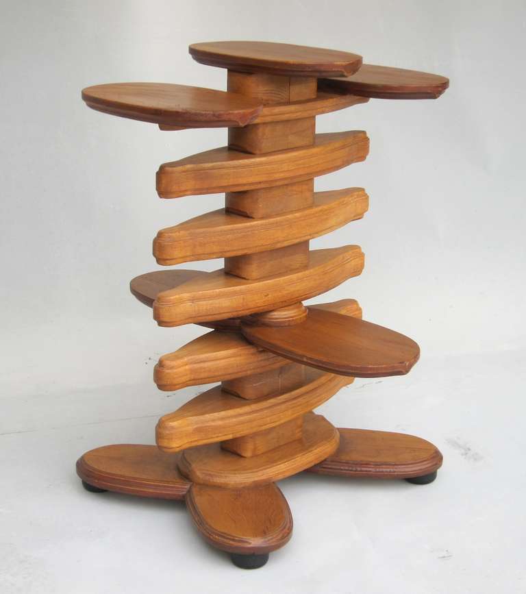 French Sculptural Wooden Rib Etagere