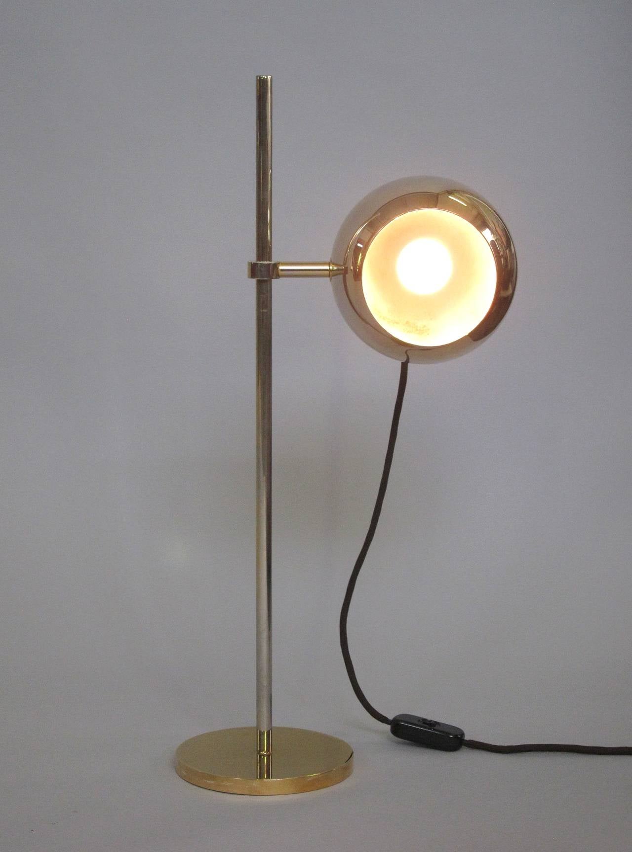 Mid-Century Modern Stilnovo gilded Globe Table Lamp 1970's