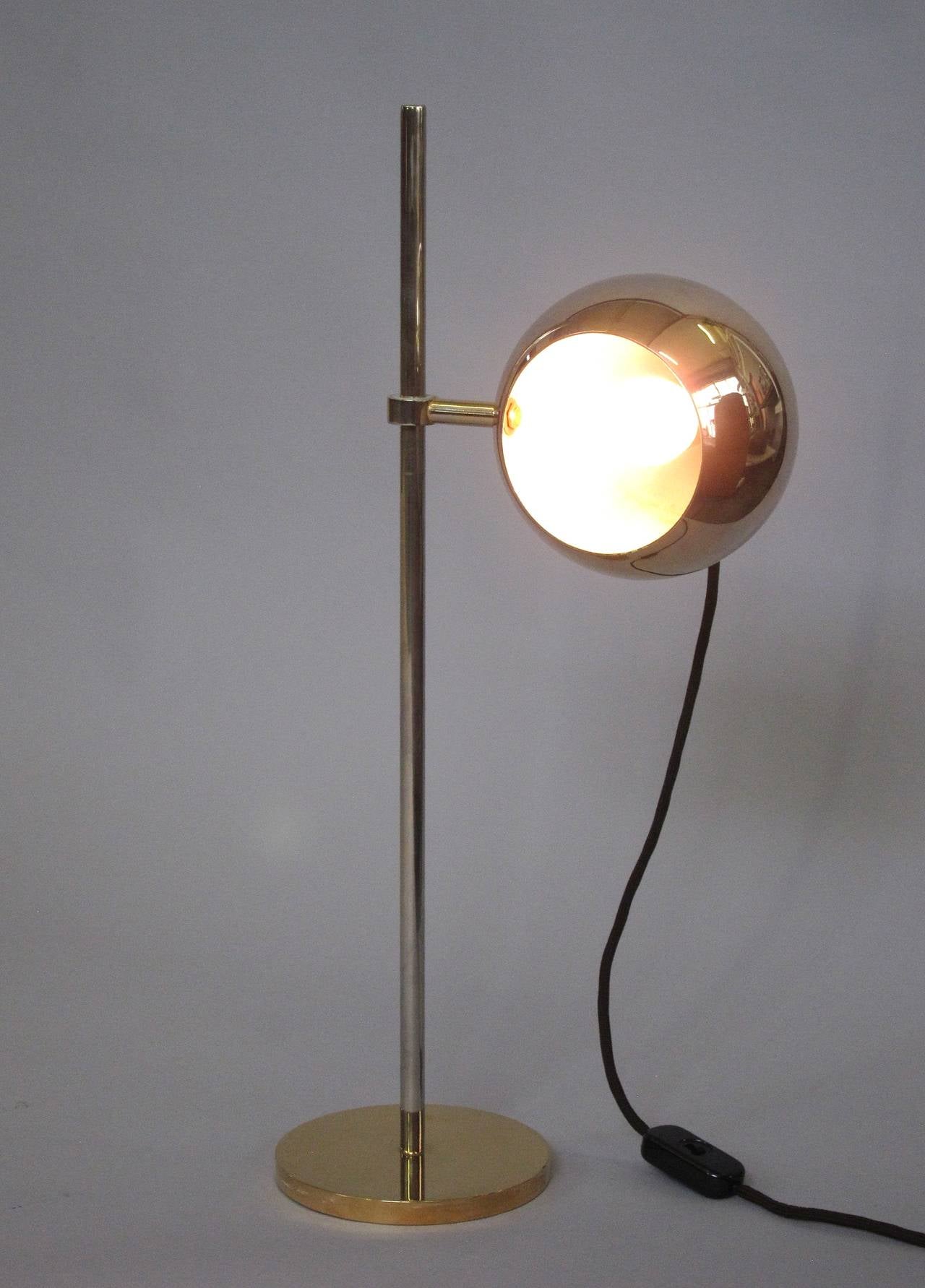 Italian Stilnovo gilded Globe Table Lamp 1970's