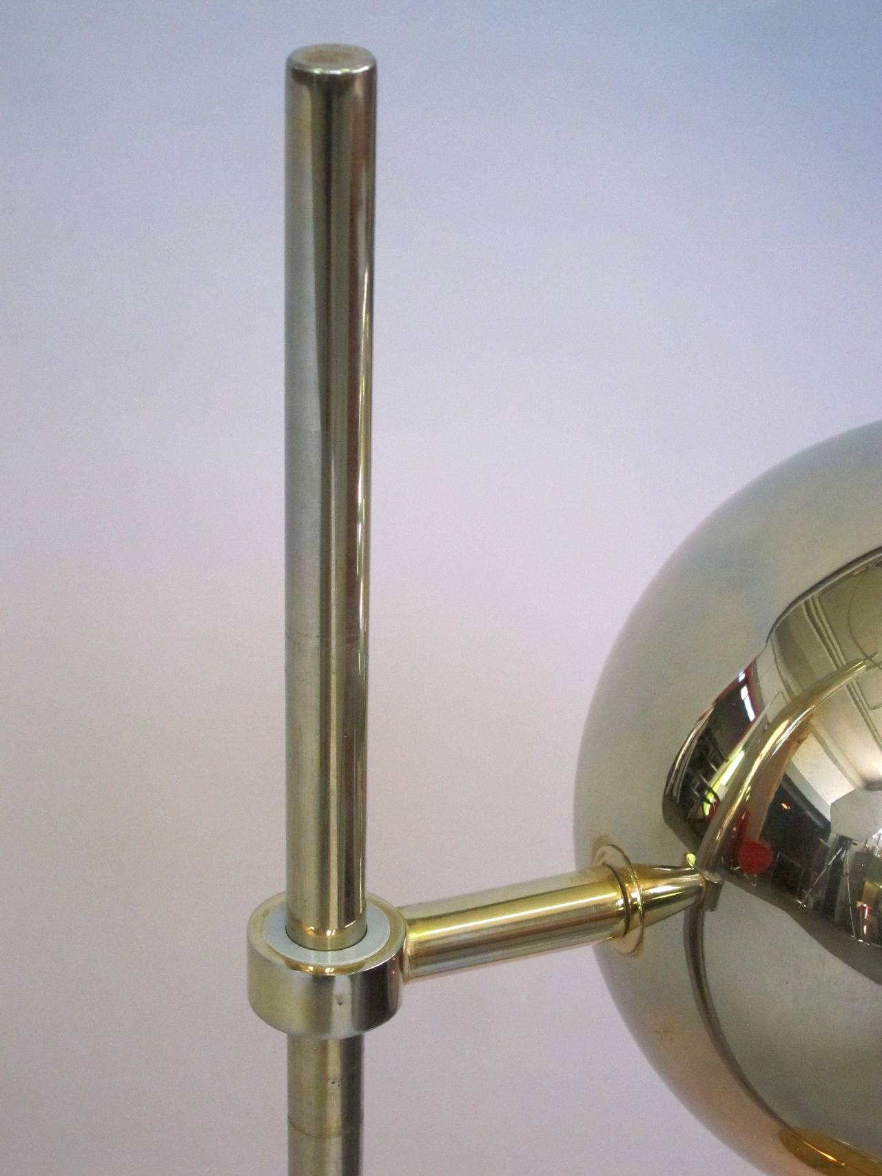 Brass Stilnovo gilded Globe Table Lamp 1970's
