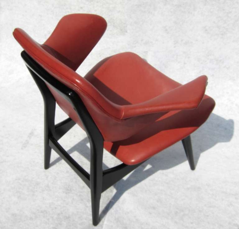 Pair of Leather Reading Chairs by Louis van Teeffelen, circa 1960 For Sale 1