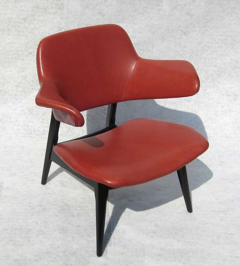 Dutch Pair of Leather Reading Chairs by Louis van Teeffelen, circa 1960 For Sale