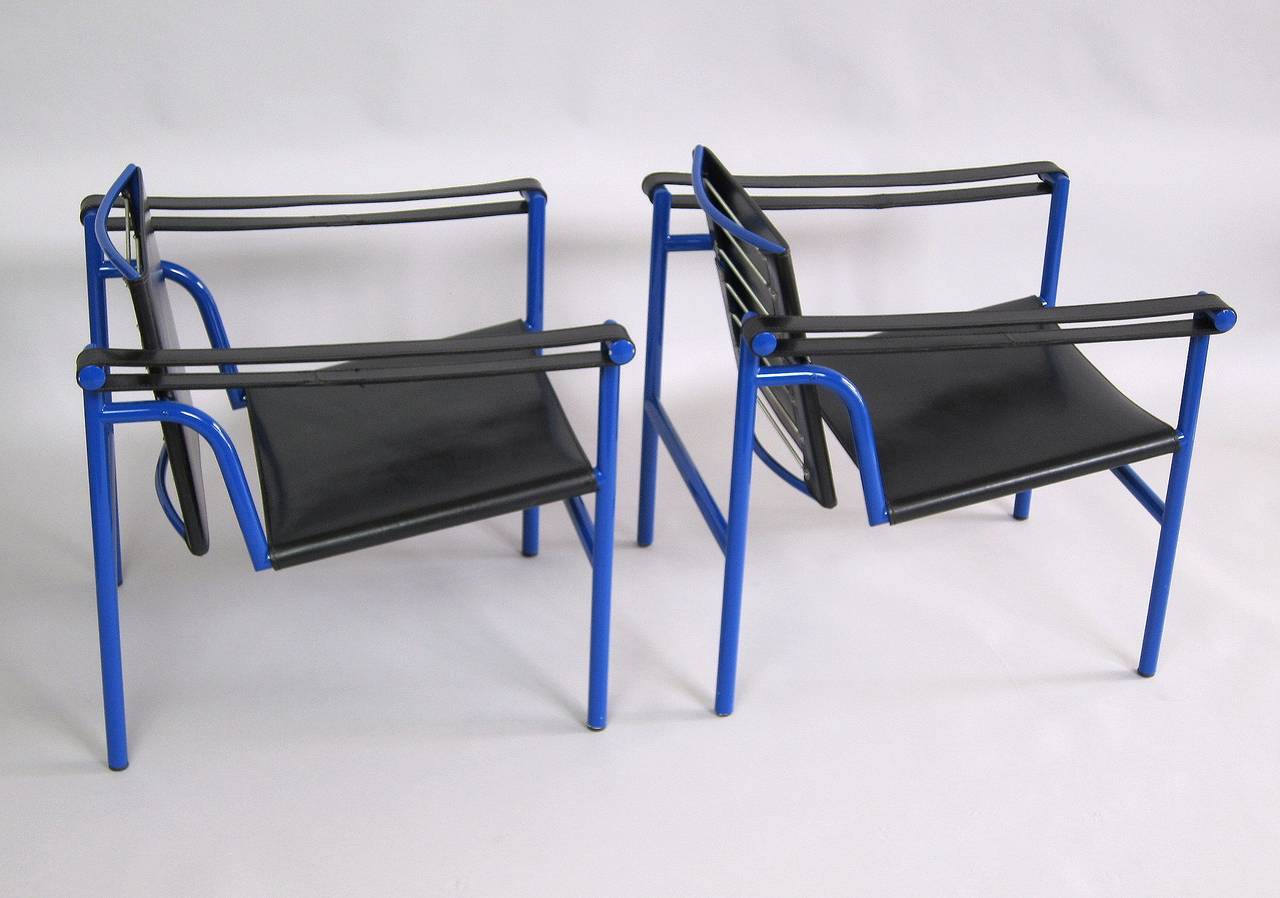Painted Pair of Le Corbusier LC1 1960s, Signed and Numbered For Sale
