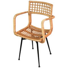 Gio Ponti Style Wicker Chairs, 1950s