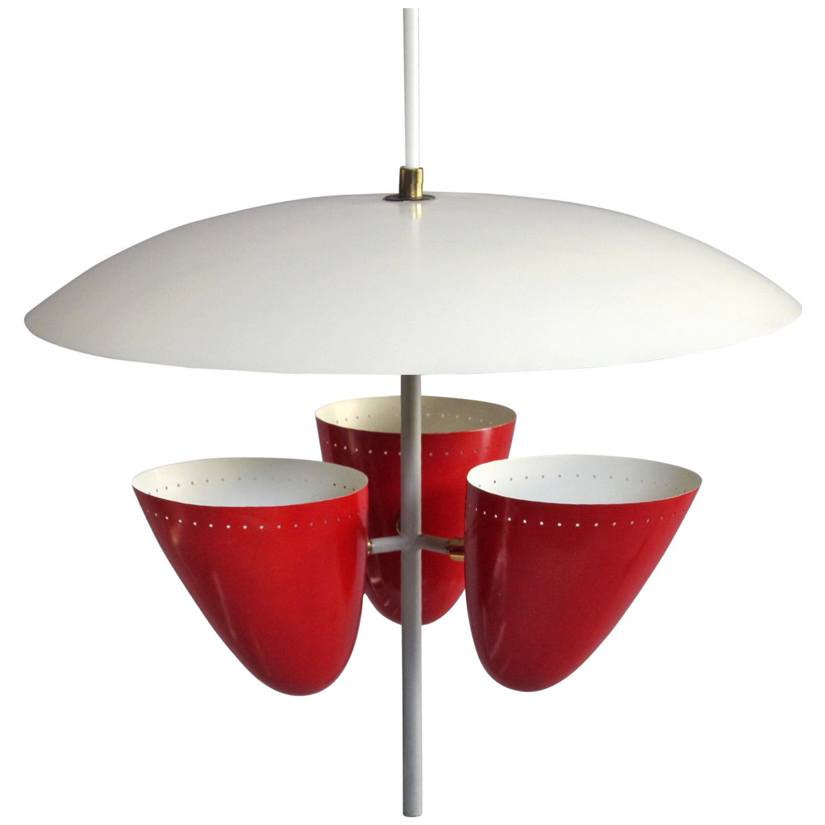 Italian Mid-Century Articulated Triple Shade Chandelier For Sale