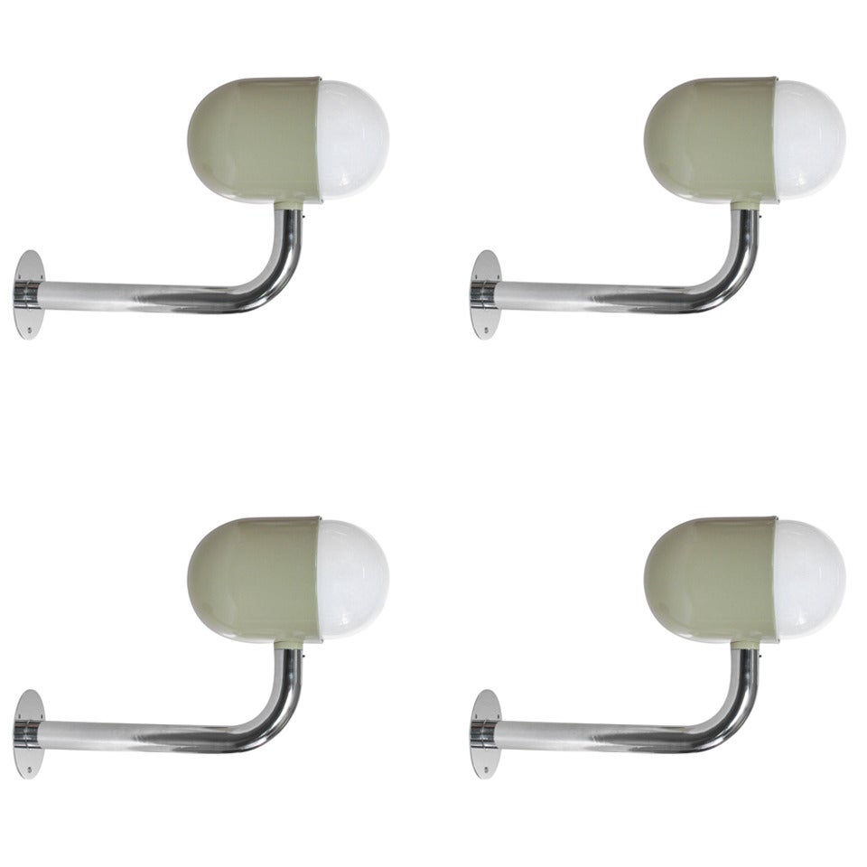 4 Wall/Ceiling Industrial Lamps, Switzerland 1980's