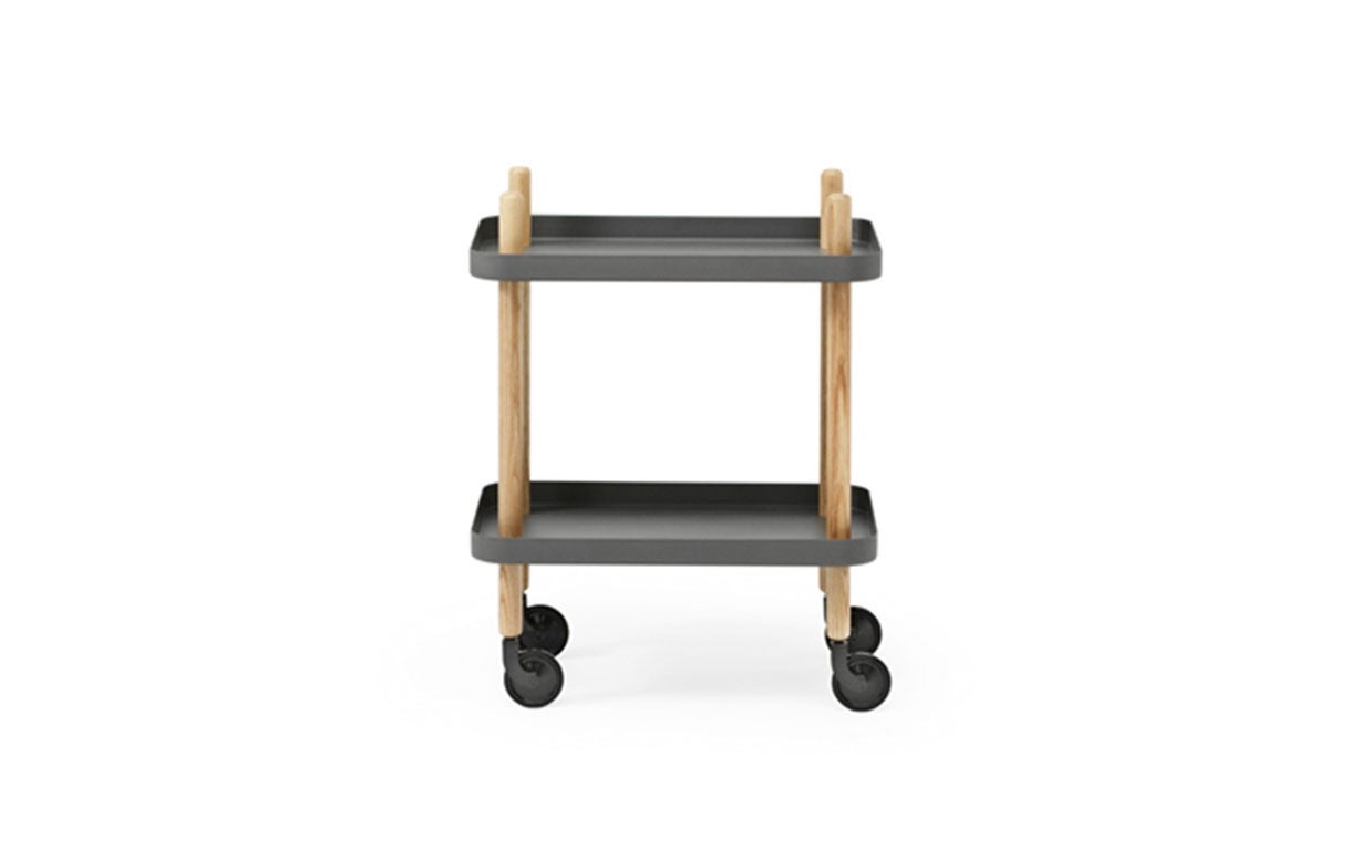 Material:
Trays: Steel 
Legs: Ashwood 
Wheels: Steel and rubber

Size and weight:
Width 35 cm 
Height 64 cm
Length 50 cm 
Weight 8.8 kg

Available colors:
White
Black
Dark grey
Mint
Coral
Light grey

Product info:
Clean with damp