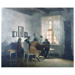 Peter Ilsted (1861-1933) color mezzotinte, sunny living room