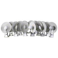 Hans Agne Jacobsen. 19 Gino halogen wall lamps of white painted metal,